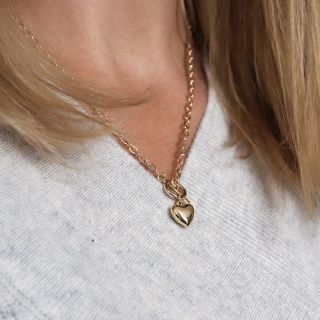 Faux Gold T-Bar & Heart Necklace by Peace of Mind